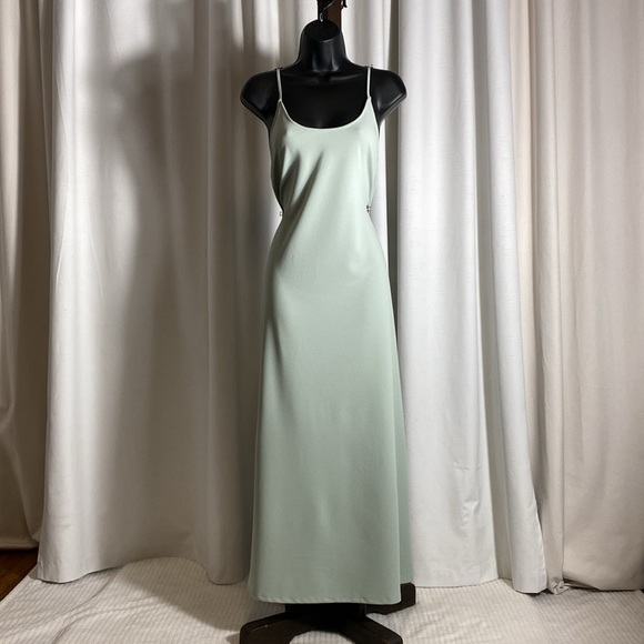 ZARA Woman Green Midi Long Strappy Slip Camisole Dress Size S - Picture 3 of 12
